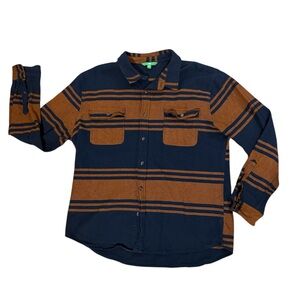 Dip Men's Size XXL Blue And Orange Flannel Heavyweight Shirt Plaid Lumberjack